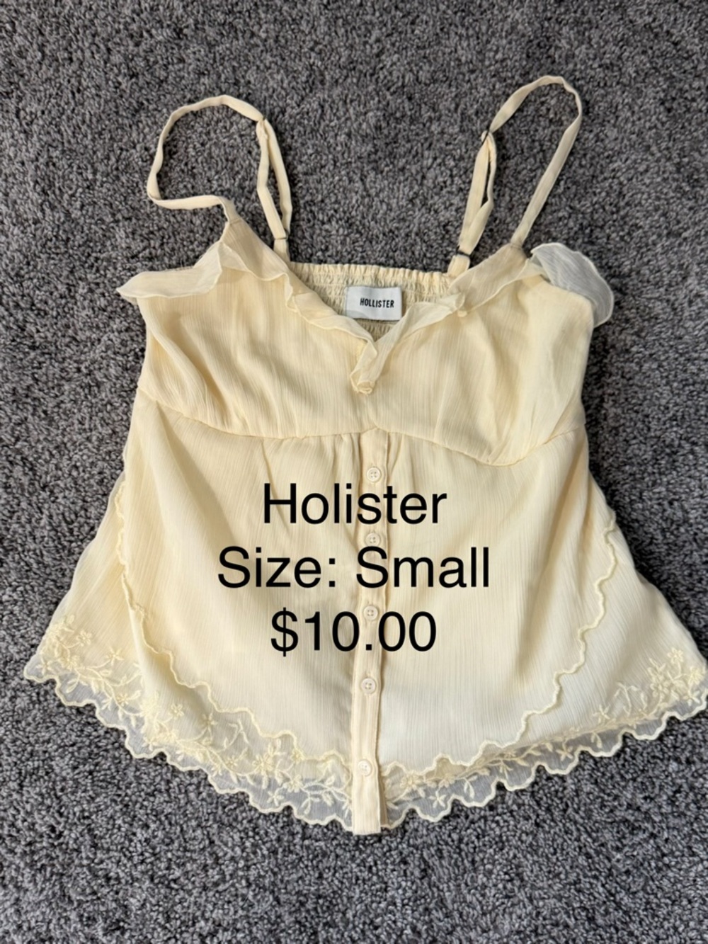 Hollister Pale Cream Lace-Trim Spaghetti Strap Cami
